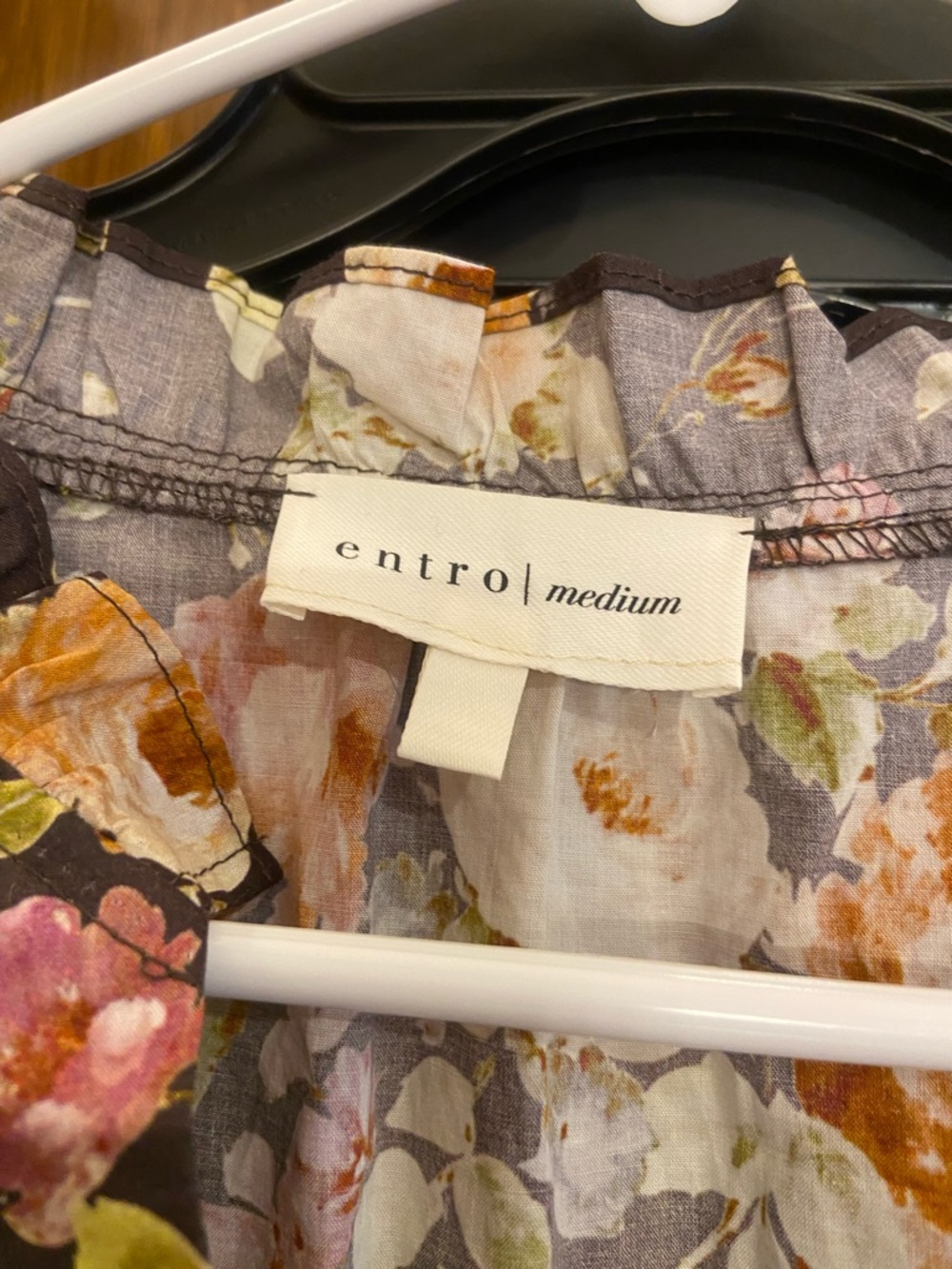 entro Brown Floral Maxi Dress with Puff Sleeves - Picture 2 of 3